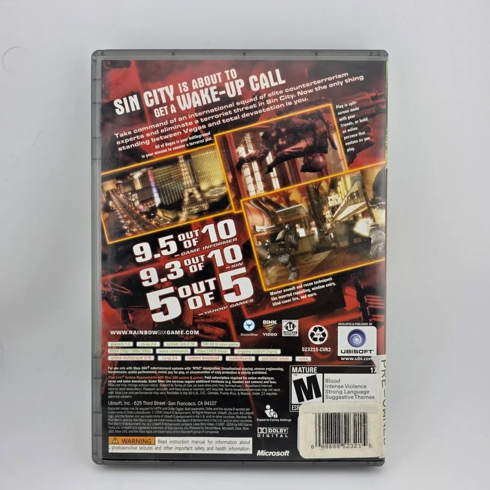 Tom Clancys Rainbow Six Vegas Platinum Hits Xbox 360 Video Game Ubisoft‎